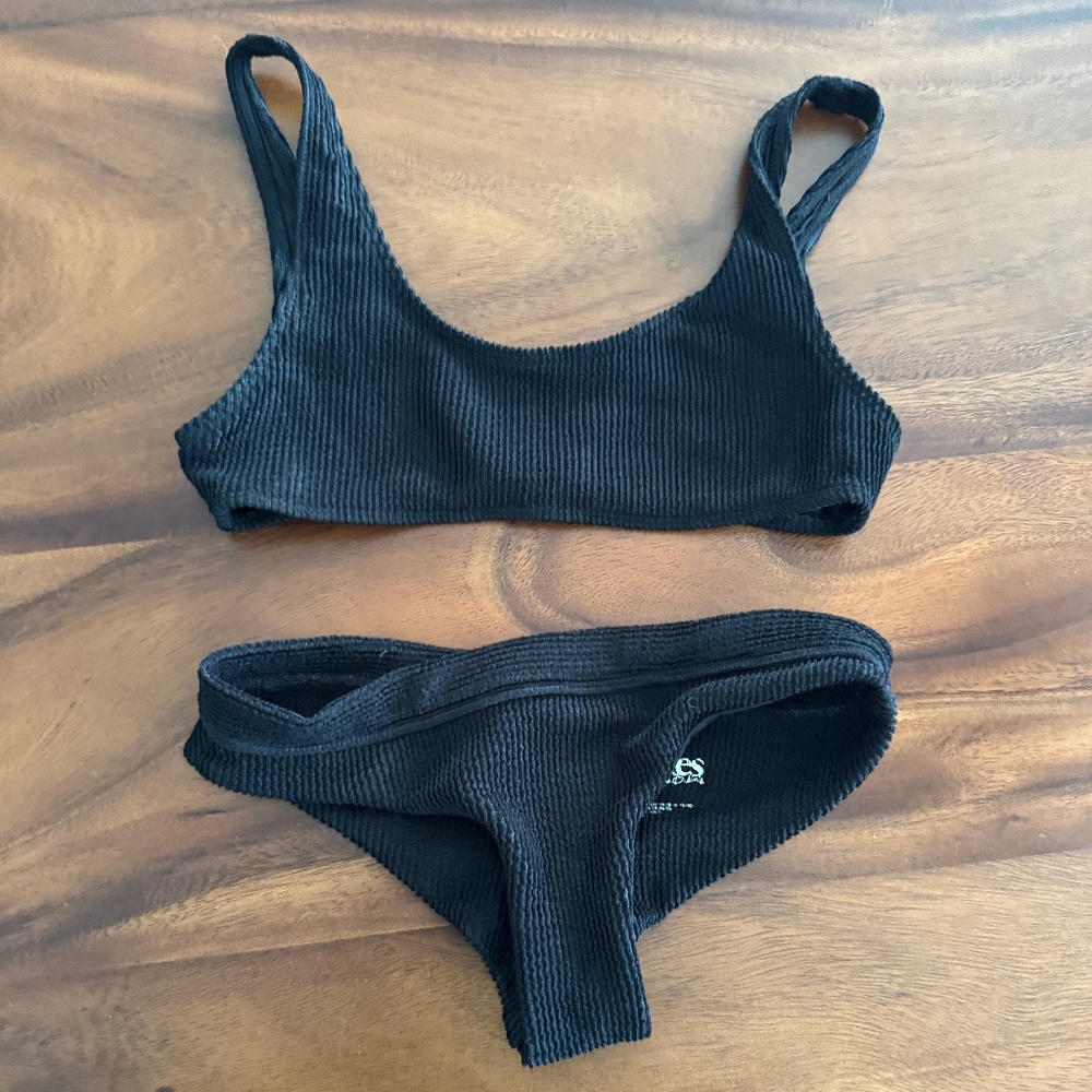Frankie's Bikinis  black 2 piece swimsuit